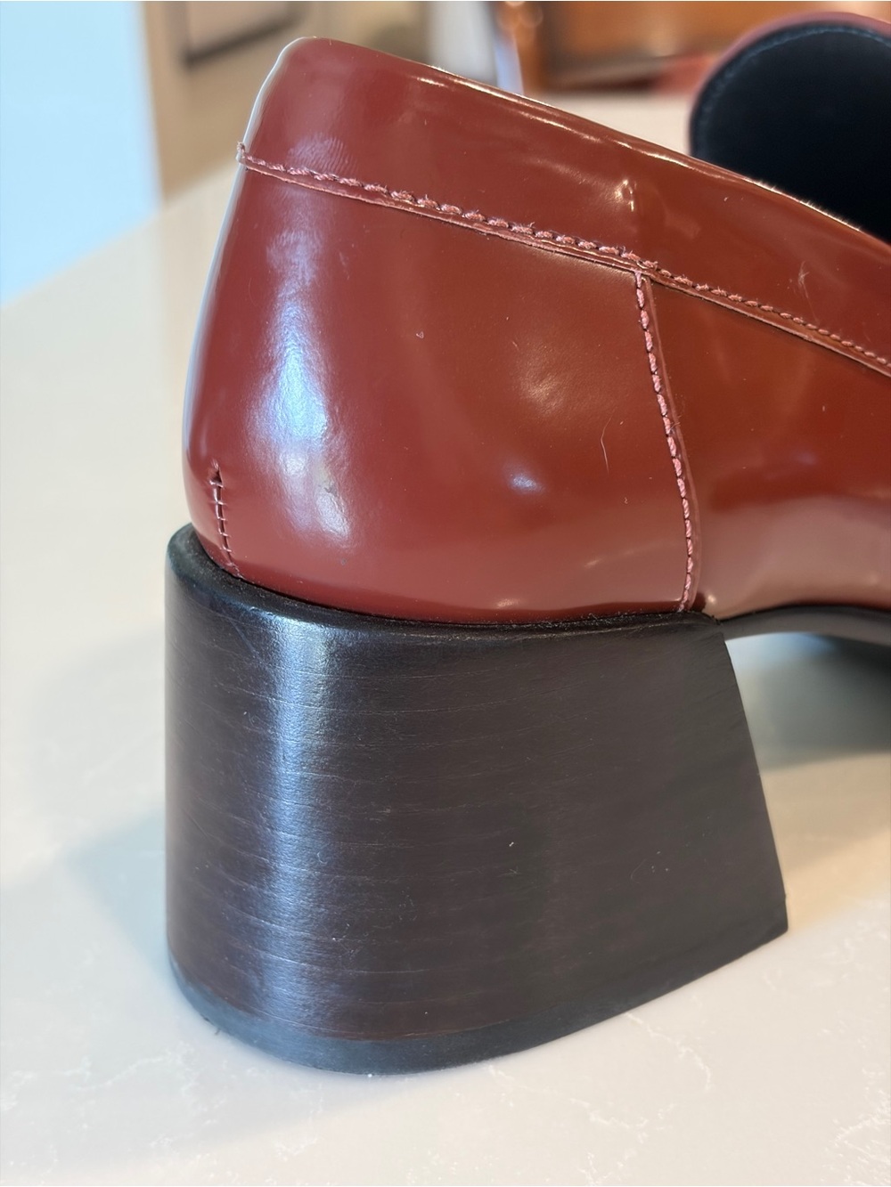 Coach Natalie womens brown faux Leather Heeled pump Loafers with Gold 'C' Accent - Picture 7 of 13